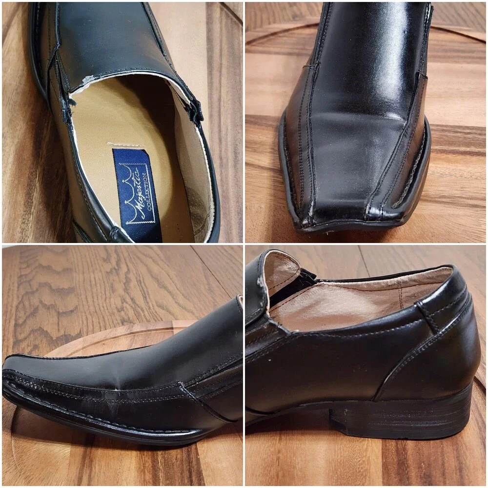 Majestic Collection Dress Shoes Mens Size 10 Black Synthetic Slip On Square Toe